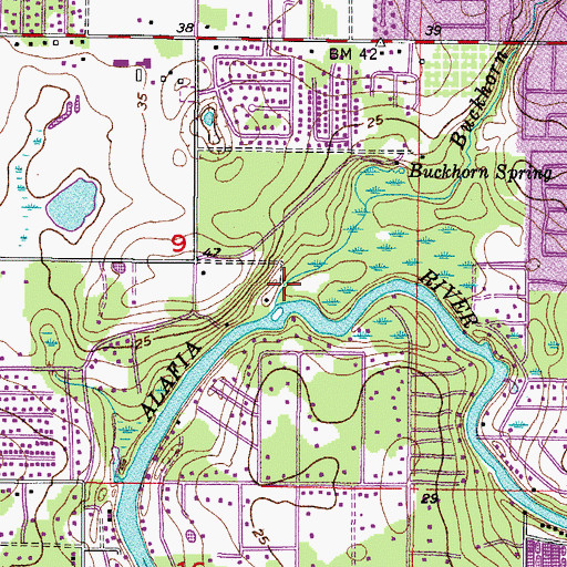 Topographic Map of Buckhorn Creek, FL