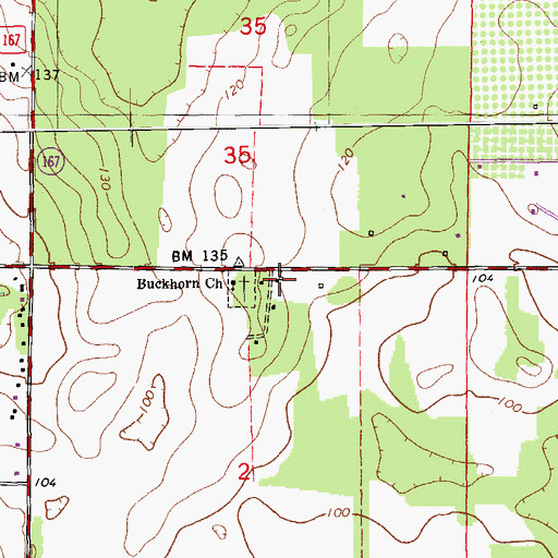 Topographic Map of Buckhorn School, FL