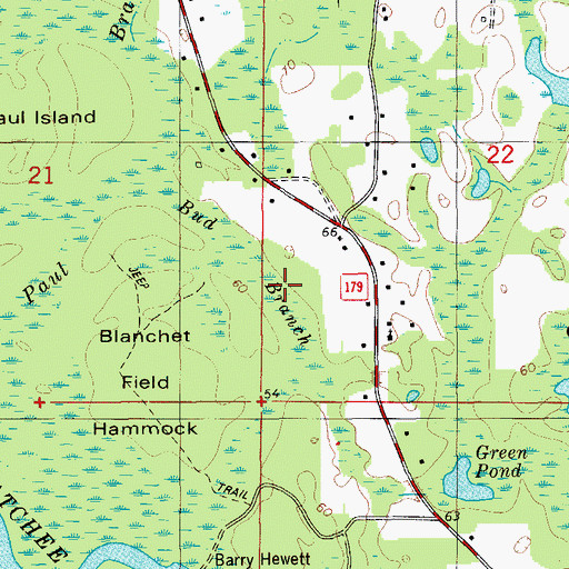 Topographic Map of Bud Branch, FL