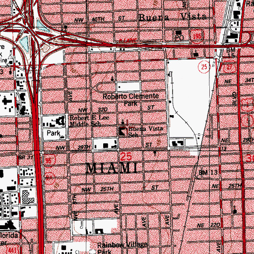 Topographic Map of Buena Vista School, FL