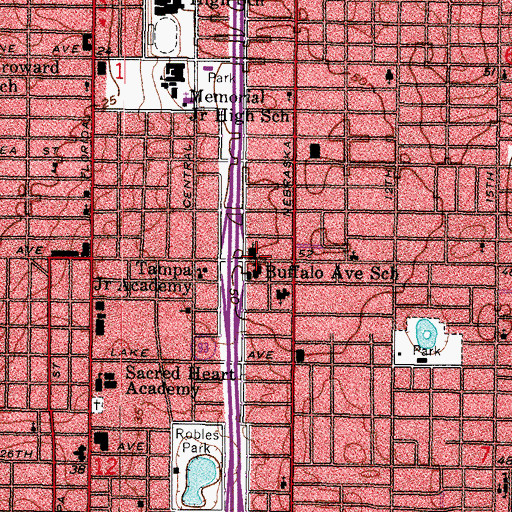Topographic Map of Buffalo Avenue School, FL