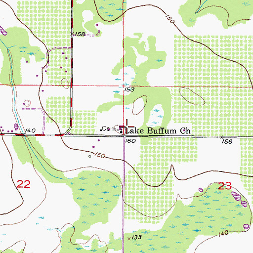 Topographic Map of Lake Buffum Church, FL