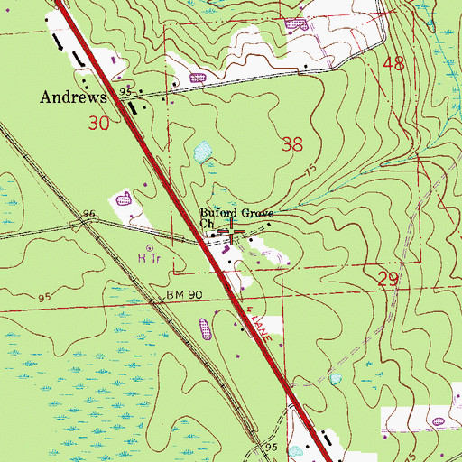 Topographic Map of Buford Grove Church, FL