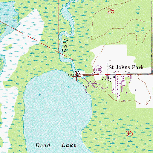 Topographic Map of Bull Creek, FL