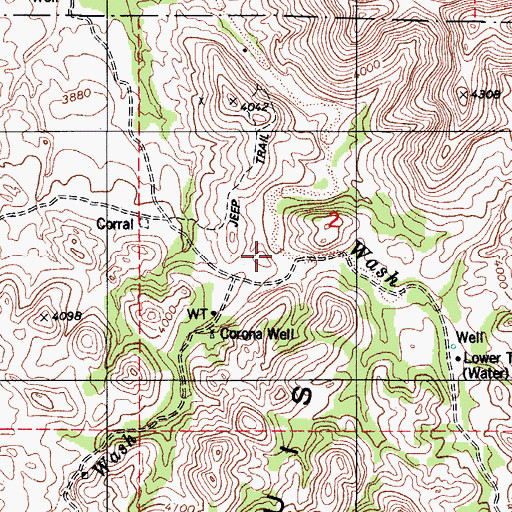 Topographic Map of Corona Wash, AZ