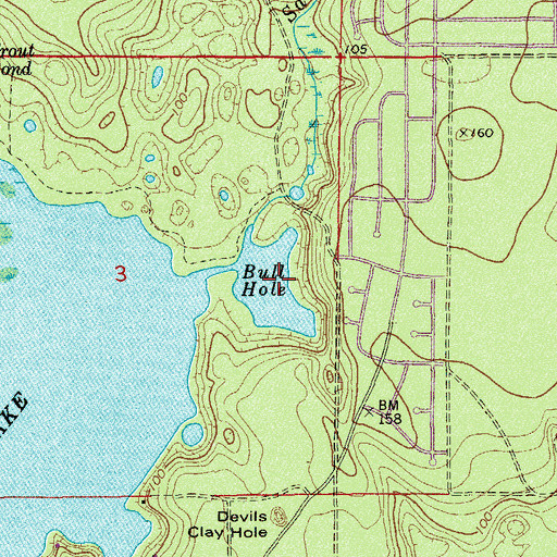 Topographic Map of Bull Hole, FL