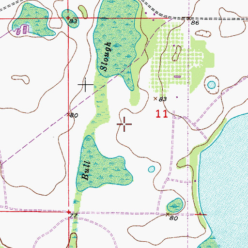 Topographic Map of Bull Slough, FL