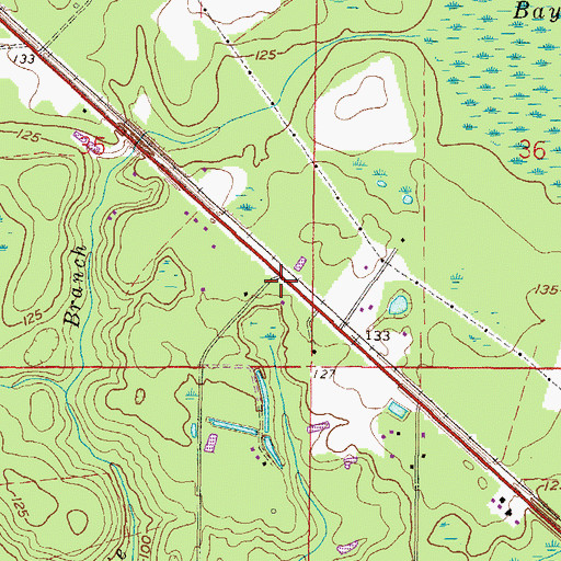 Topographic Map of Bullock Lookout Tower, FL