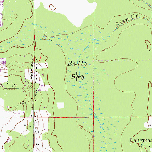 Topographic Map of Bulls Bay, FL