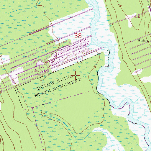 Topographic Map of Bulow Plantation Ruins Historic State Park, FL
