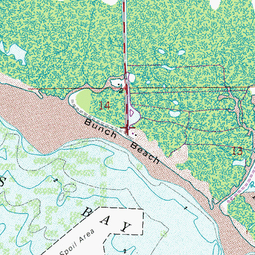 Topographic Map of Bunche Beach, FL