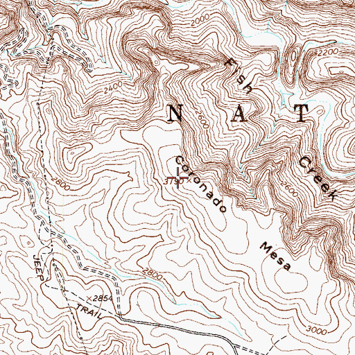 Topographic Map of Coronado Mesa, AZ