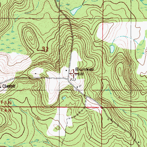 Topographic Map of Bunker Hill, FL