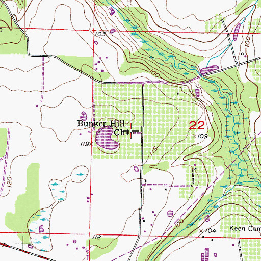 Topographic Map of Bunker Hill Church, FL