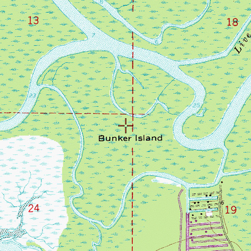 Topographic Map of Bunker Island, FL