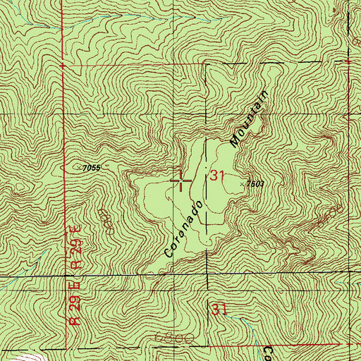 Topographic Map of Coronado Mountain, AZ