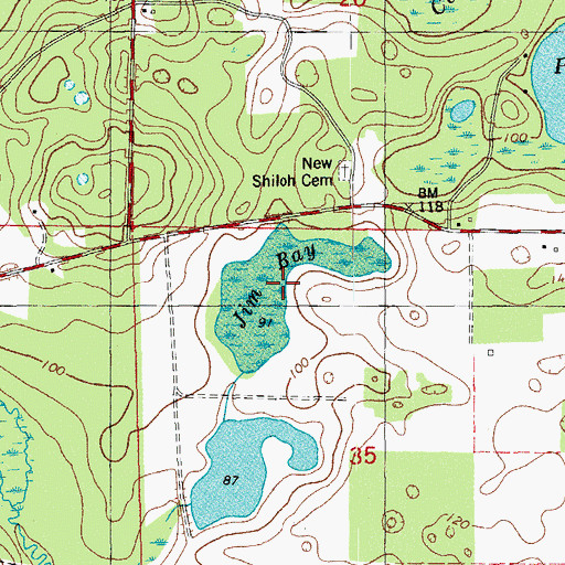 Topographic Map of Jim Bay, FL