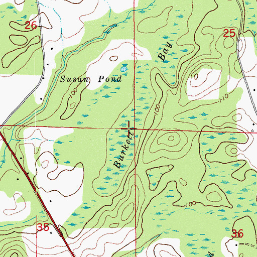 Topographic Map of Burkett Bay Swamp, FL