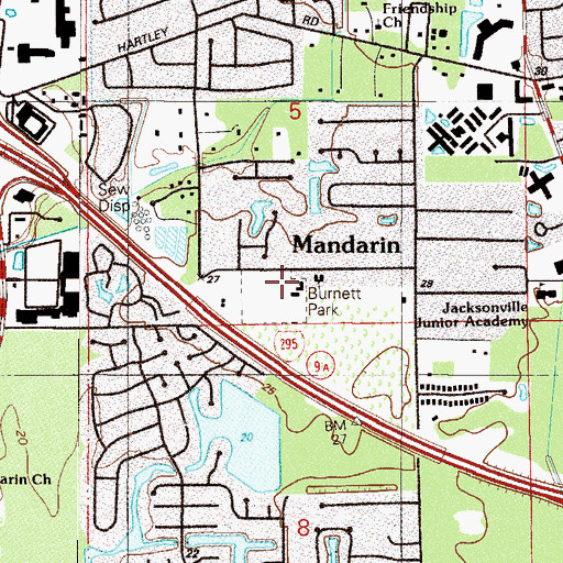 Topographic Map of Burnett Park, FL