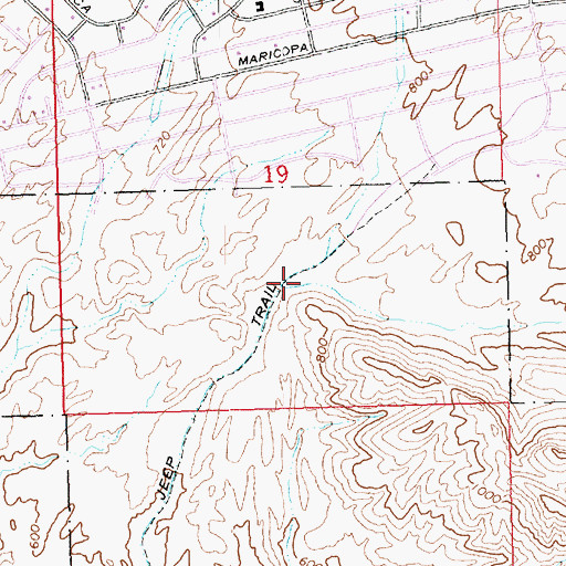 Topographic Map of Chesapeake Wash, AZ