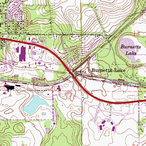 Topographic Map of Burnetts Lake, FL