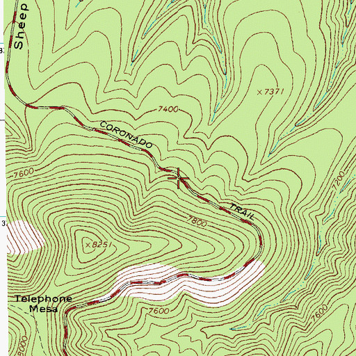 Topographic Map of Coronado Trail, AZ