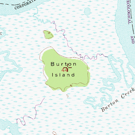 Topographic Map of Burton Island, FL