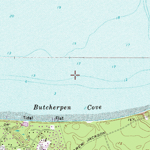 Topographic Map of Butcherpen Cove, FL