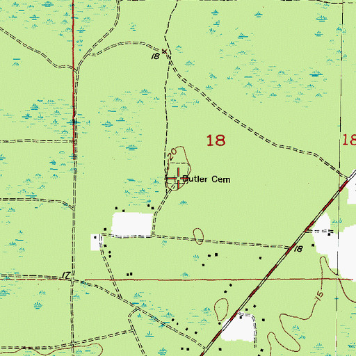 Topographic Map of Butler Cemetery, FL