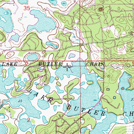 Topographic Map of Lake Butler Chain, FL
