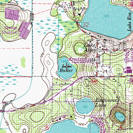 Topographic Map of Lake Butler, FL