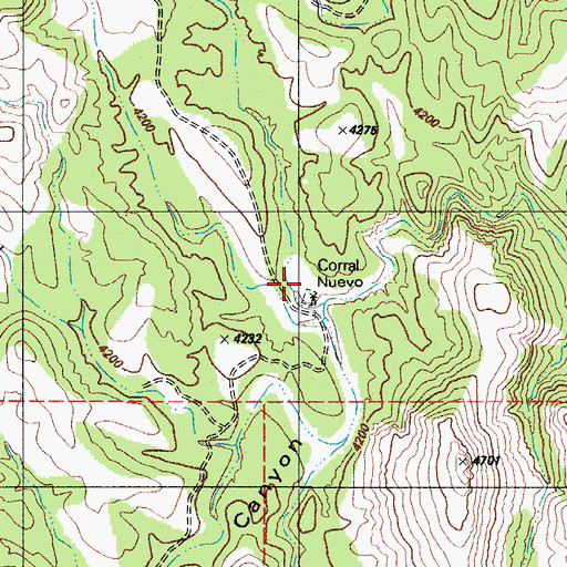 Topographic Map of Corral Nuevo, AZ