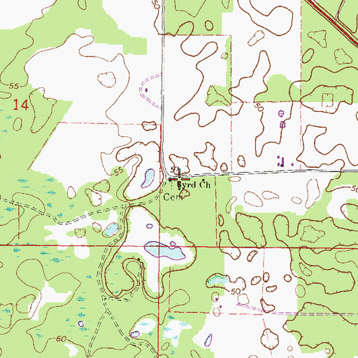 Topographic Map of Byrd Church (historical), FL
