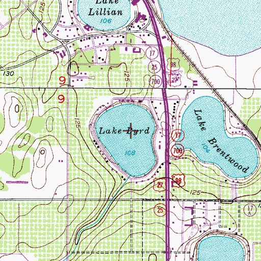 Topographic Map of Lake Byrd, FL