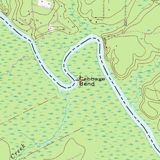 Topographic Map of Cabbage Bend, FL