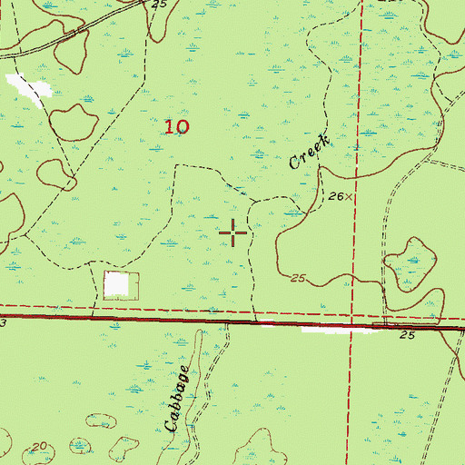 Topographic Map of Cabbage Creek, FL