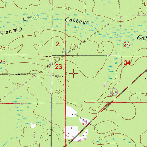 Topographic Map of Cabbage Swamp, FL