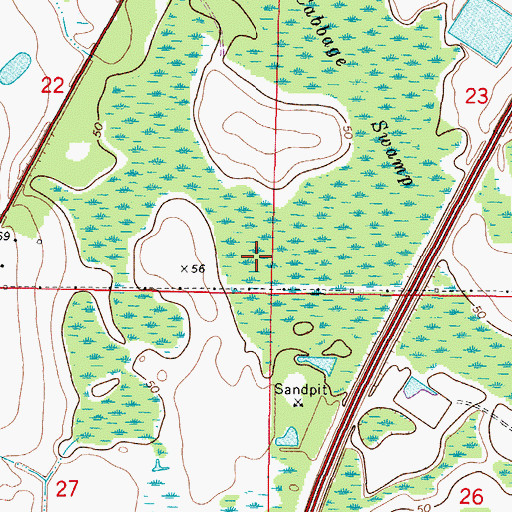 Topographic Map of Cabbage Swamp, FL