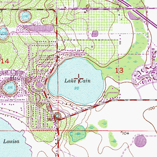 Topographic Map of Lake Cain, FL