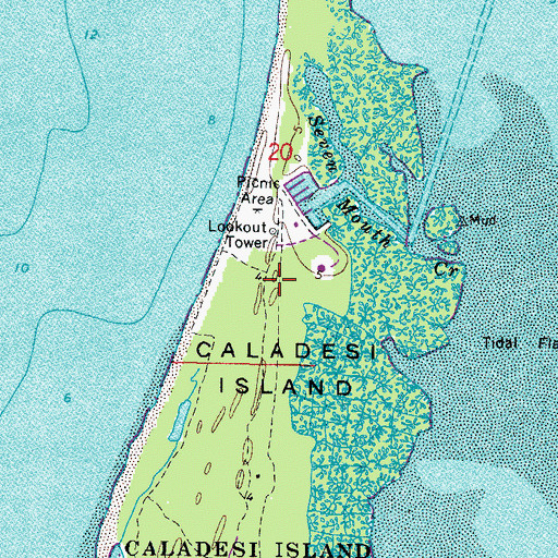 Topographic Map of Caladesi Island, FL