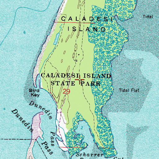 Topographic Map of Caladesi Island State Park, FL