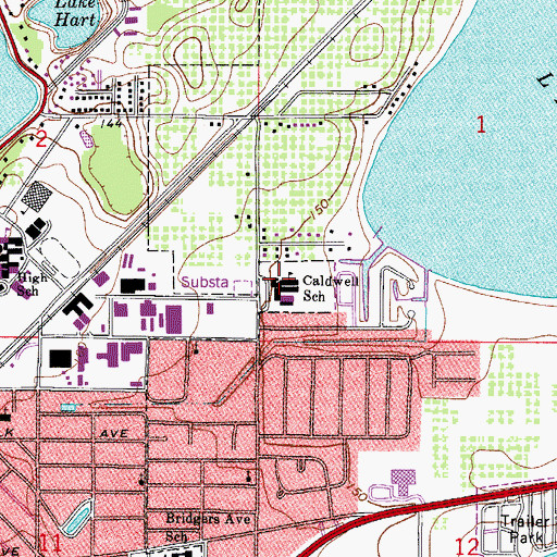 Topographic Map of Walter Caldwell Elementary School, FL