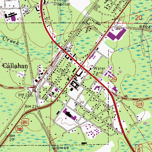 Topographic Map of Callahan, FL