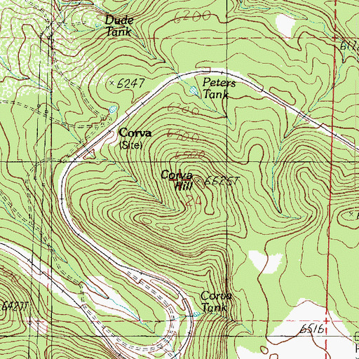Topographic Map of Corva Hill, AZ