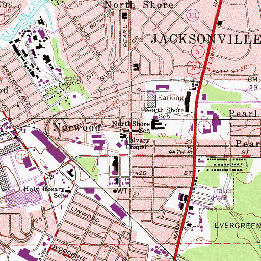 Topographic Map of Calvary Chapel, FL