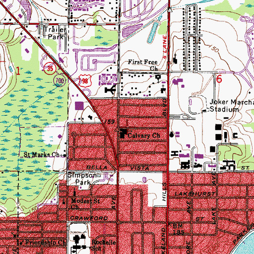 Topographic Map of Calvary Church, FL