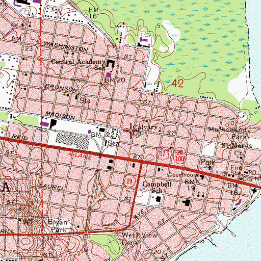 Topographic Map of Calvary Church, FL