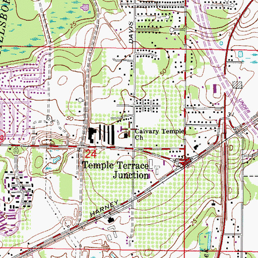 Topographic Map of Calvary Temple Church, FL