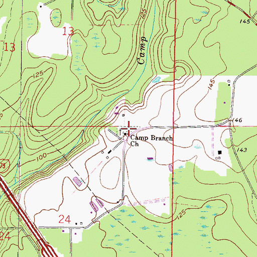 Topographic Map of Camp Branch Church, FL