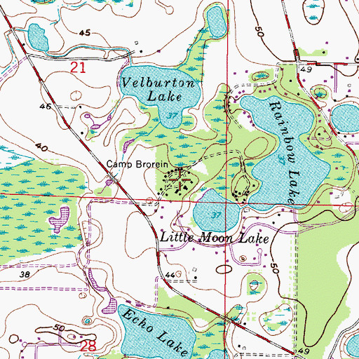 Topographic Map of Camp Brorein, FL